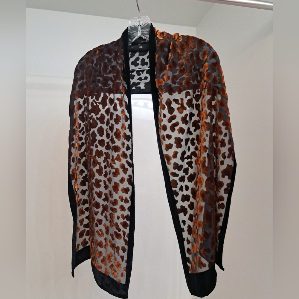 Leopard Print Sheer Scarf - Picture 1 of 2